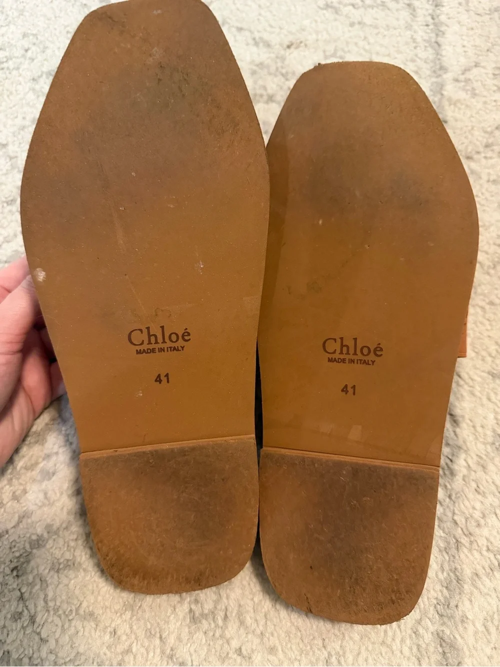 Chl*e Tan Leather Slide Sandals